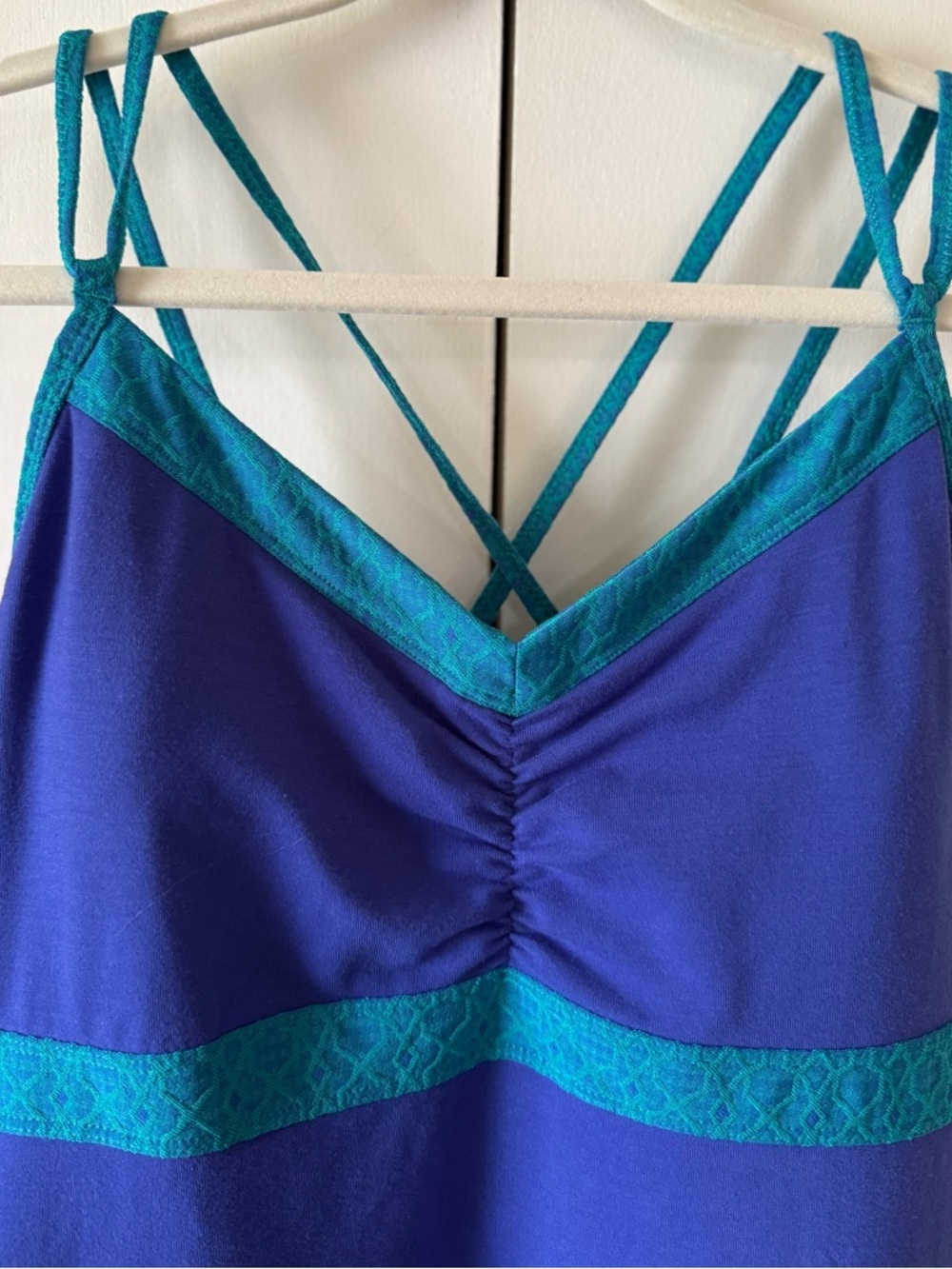 Prana Athletic Dress 90s inspired teal blue activewear built in bra size L - Picture 2 of 7